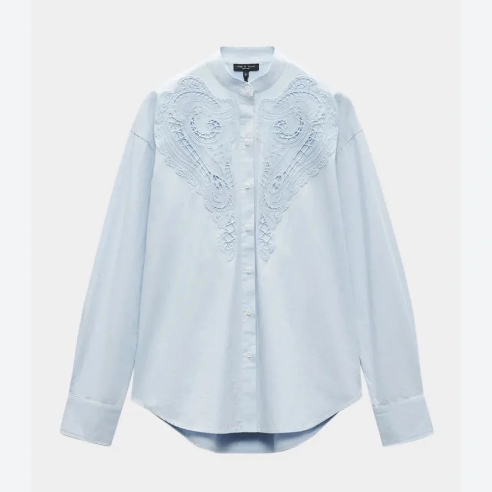 RAG & BONE AINSLEY LACE SHIRT LIGHT BLUE - Picture 2 of 7